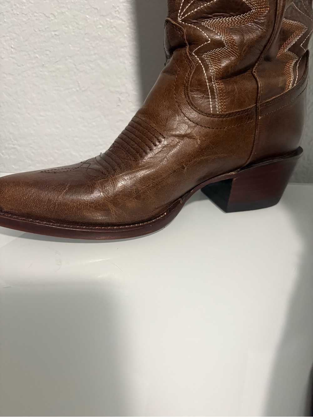 Tecovas Abby Mocha Brown Leather Heeled Western Boots - Picture 4 of 8